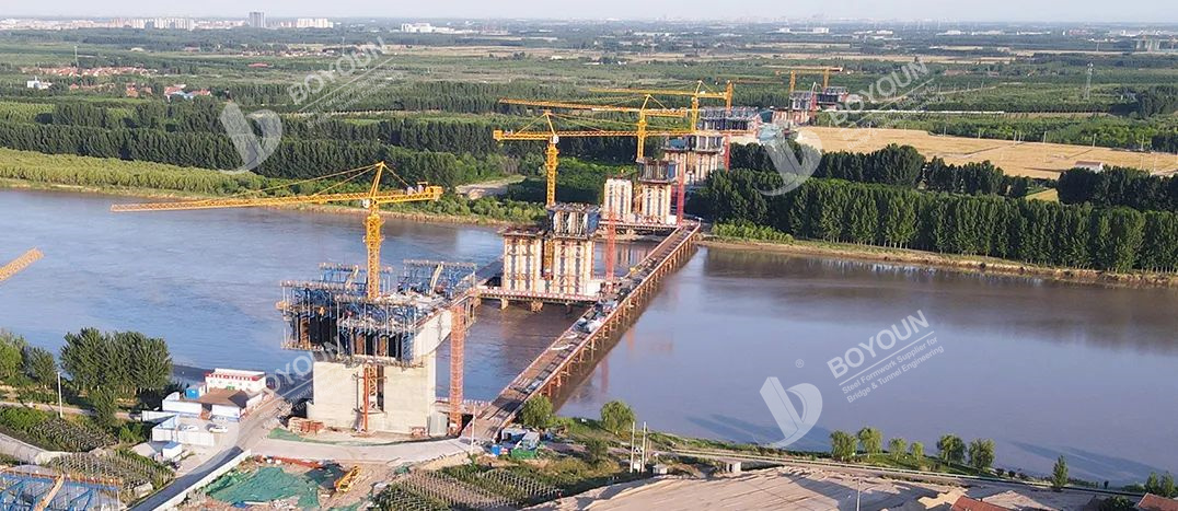 Binzhou kuning jembatan keempat Cantilever berbentuk proyek penjelajah