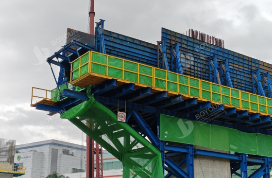 Teknologi konstruksi jalan dan jembatan; Cast-in-situ crosshead perancah konstruksi teknologi; Aplikasi struktur kepala lintang adalah